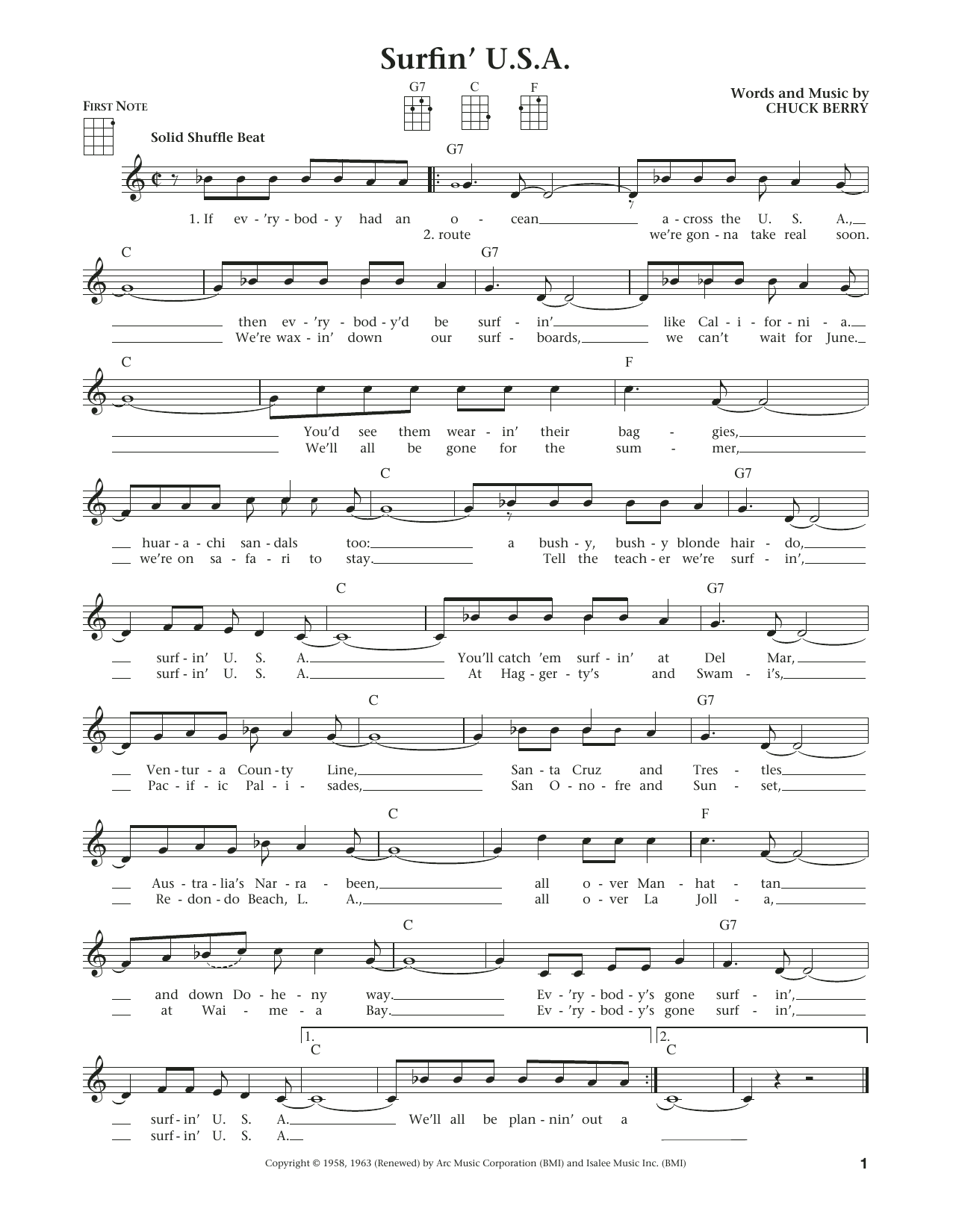 Download The Beach Boys Surfin' U.S.A. Sheet Music and learn how to play Ukulele PDF digital score in minutes