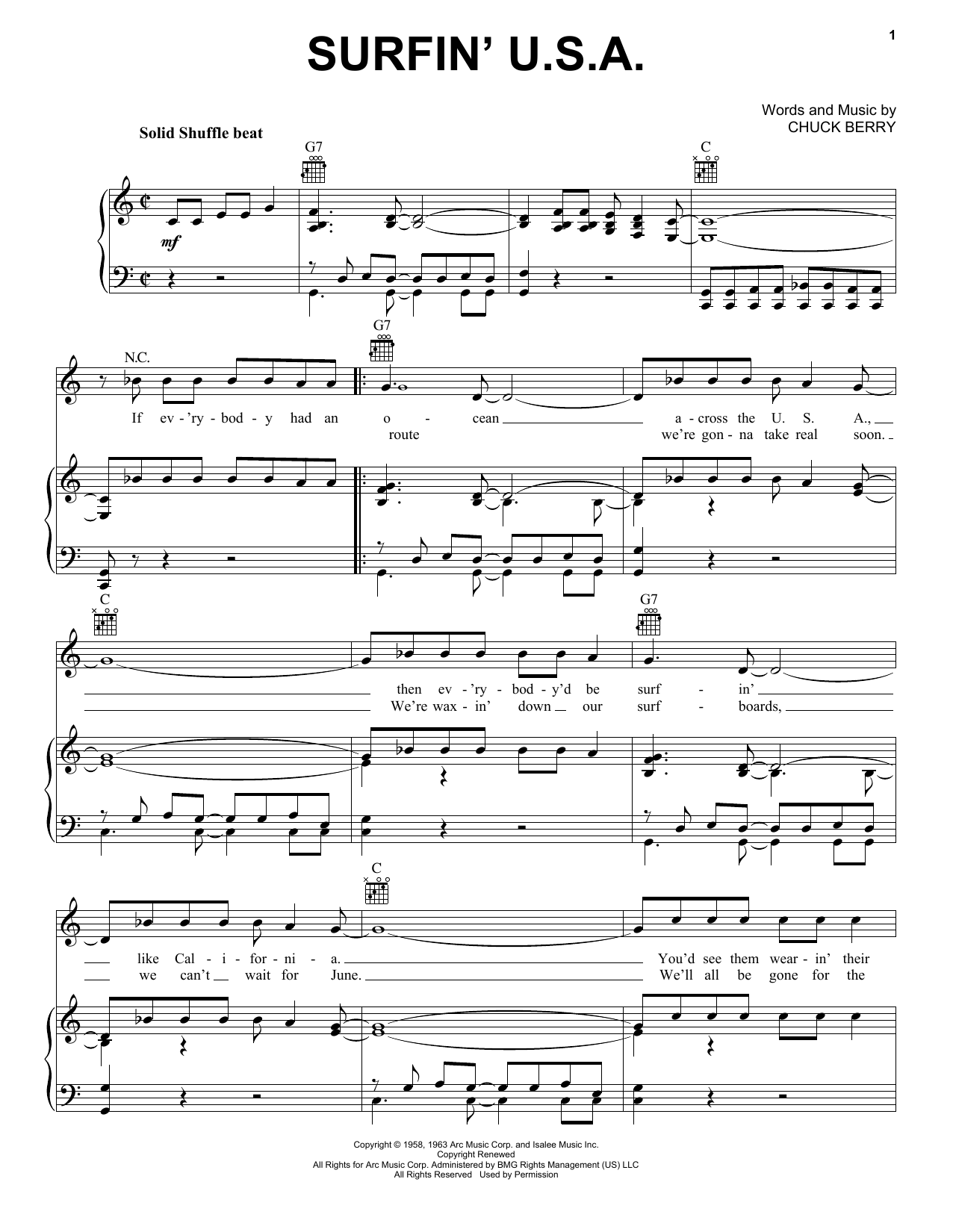 Download The Beach Boys Surfin' U.S.A. Sheet Music and learn how to play Cello PDF digital score in minutes