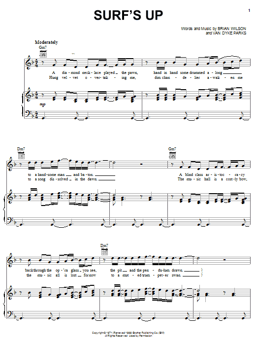 Download The Beach Boys Surf's Up Sheet Music and learn how to play Piano, Vocal & Guitar (Right-Hand Melody) PDF digital score in minutes