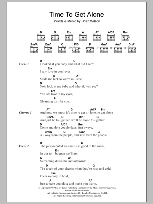 Download The Beach Boys Time To Get Alone Sheet Music and learn how to play Lyrics & Chords PDF digital score in minutes