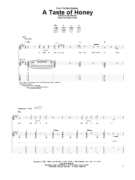 Download The Beatles A Taste Of Honey Sheet Music and learn how to play Ukulele PDF digital score in minutes
