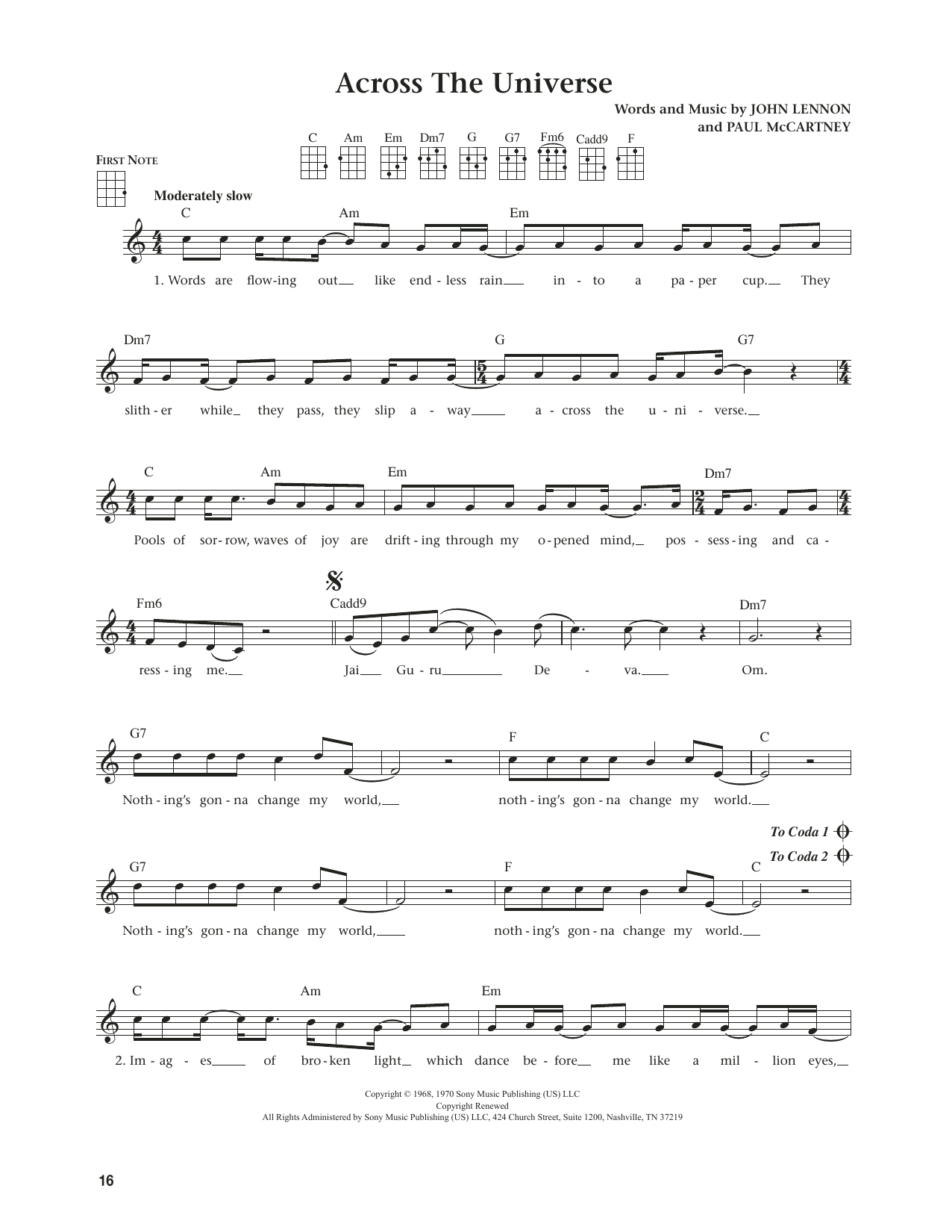 Download The Beatles Across The Universe (from The Daily Ukulele) (arr. Jim Beloff) Sheet Music and learn how to play Ukulele PDF digital score in minutes