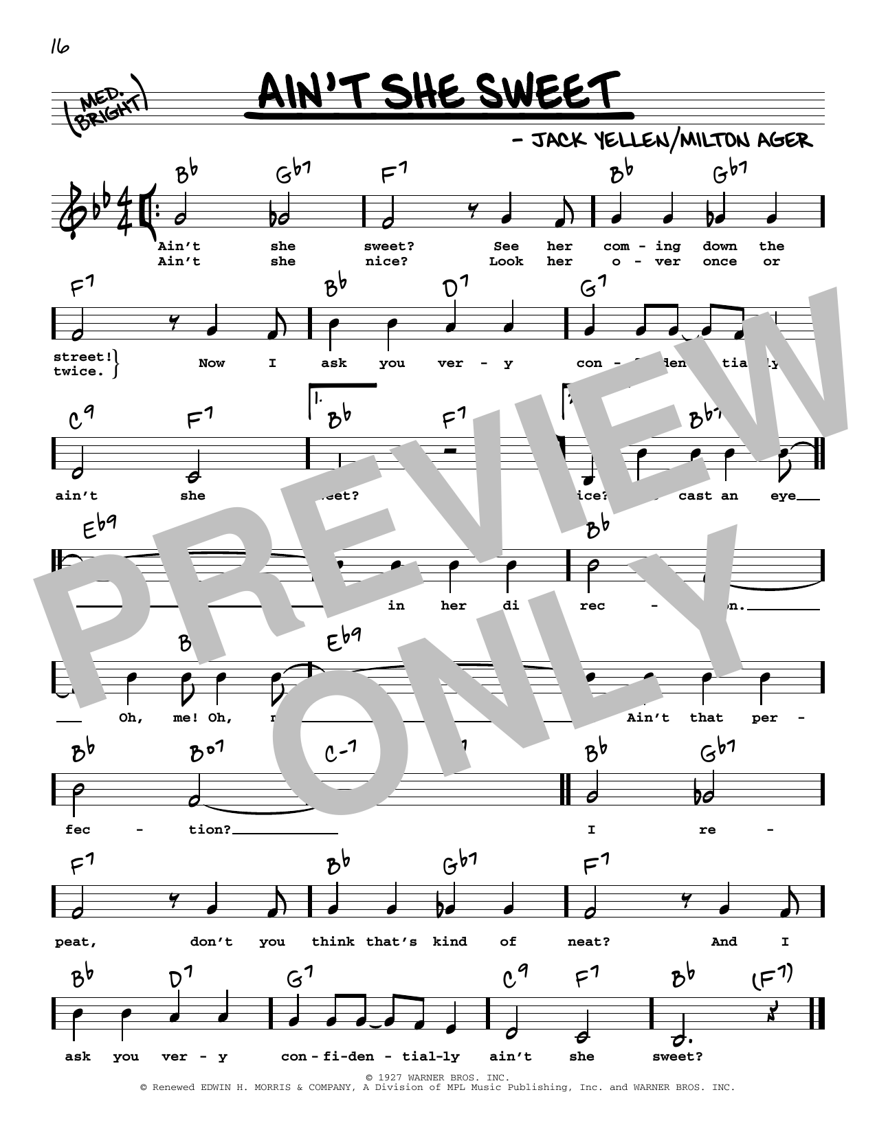 Download The Beatles Ain't She Sweet (Low Voice) Sheet Music and learn how to play Real Book – Melody, Lyrics & Chords PDF digital score in minutes