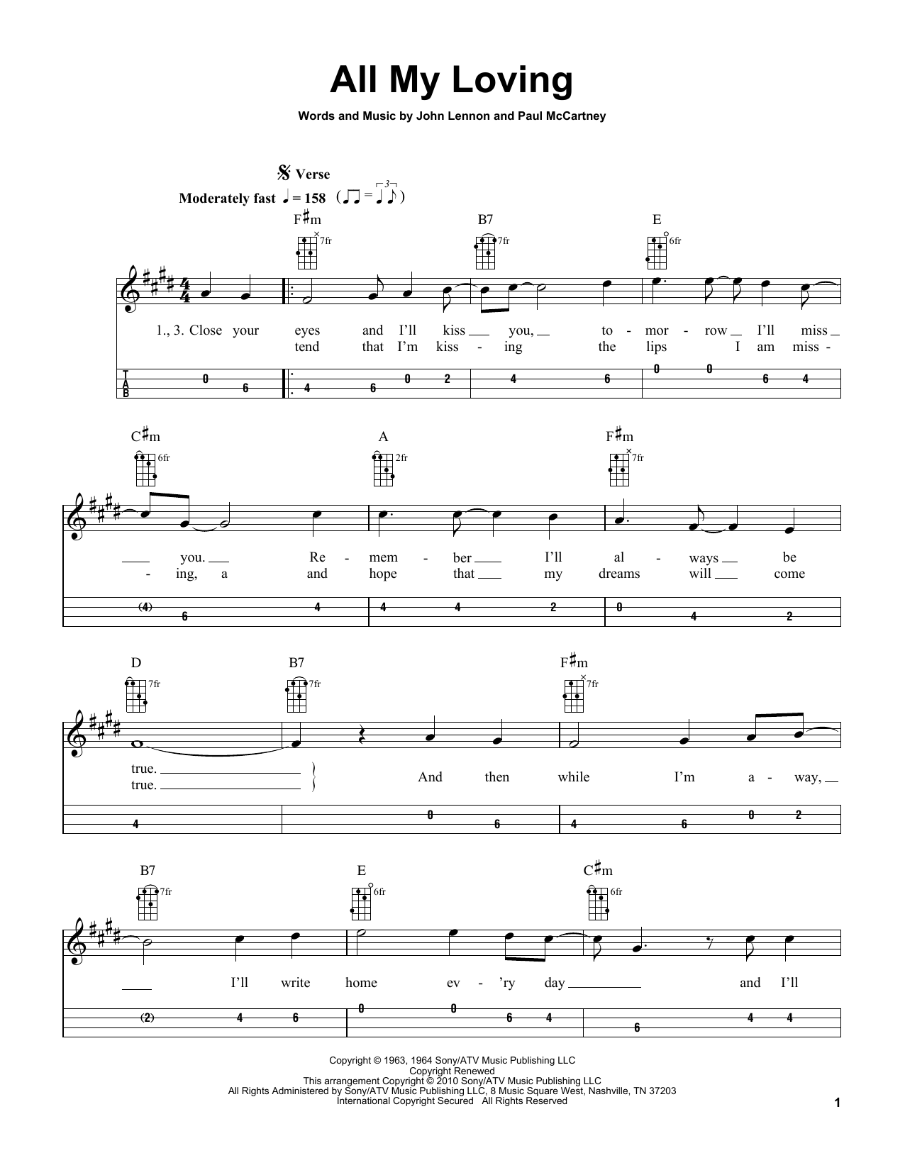 Download The Beatles All My Loving (arr. Bobby Westfall) Sheet Music and learn how to play Mandolin PDF digital score in minutes