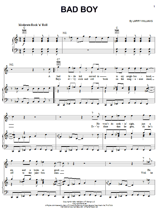 Download The Beatles Bad Boy Sheet Music and learn how to play Piano, Vocal & Guitar (Right-Hand Melody) PDF digital score in minutes