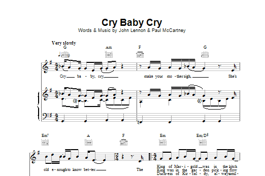 Download The Beatles Cry Baby Cry Sheet Music and learn how to play Easy Guitar PDF digital score in minutes
