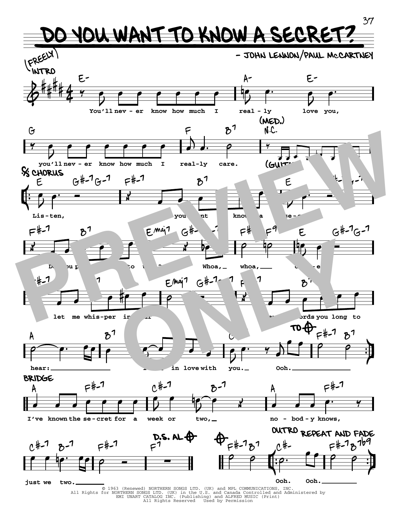 Download The Beatles Do You Want To Know A Secret? [Jazz version] Sheet Music and learn how to play Real Book – Melody, Lyrics & Chords PDF digital score in minutes