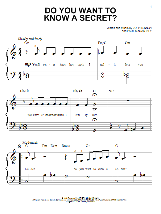 Download The Beatles Do You Want To Know A Secret? Sheet Music and learn how to play Real Book – Melody & Chords PDF digital score in minutes