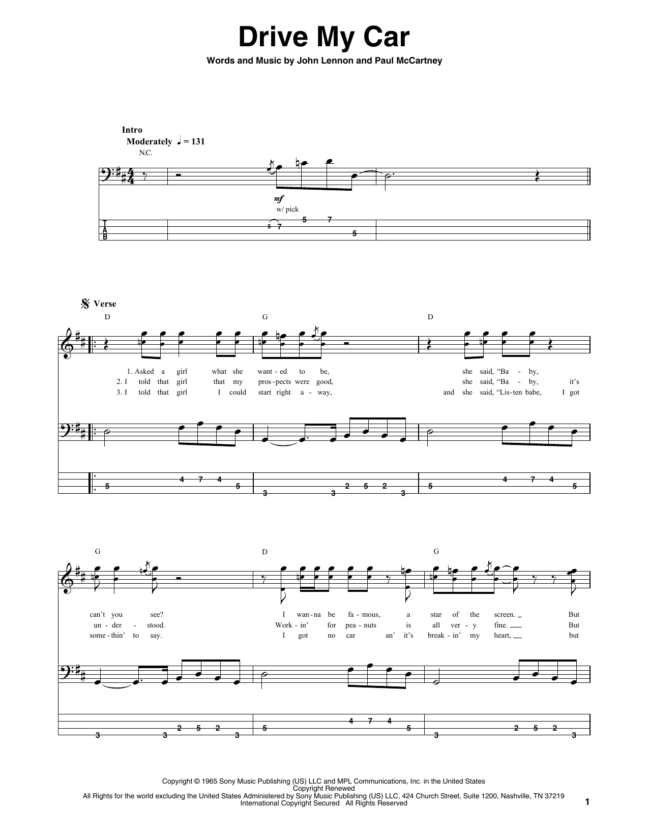 Download The Beatles Drive My Car Sheet Music and learn how to play Ukulele with strumming patterns PDF digital score in minutes