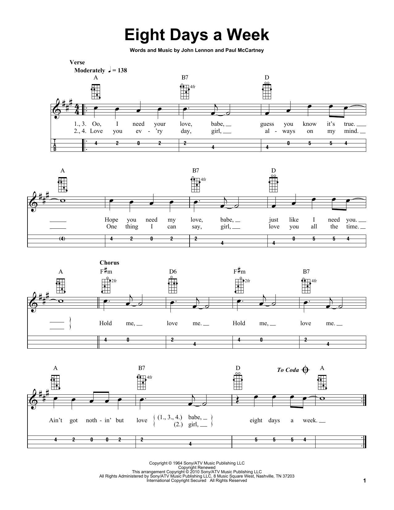 Download The Beatles Eight Days A Week (arr. Bobby Westfall) Sheet Music and learn how to play Mandolin PDF digital score in minutes