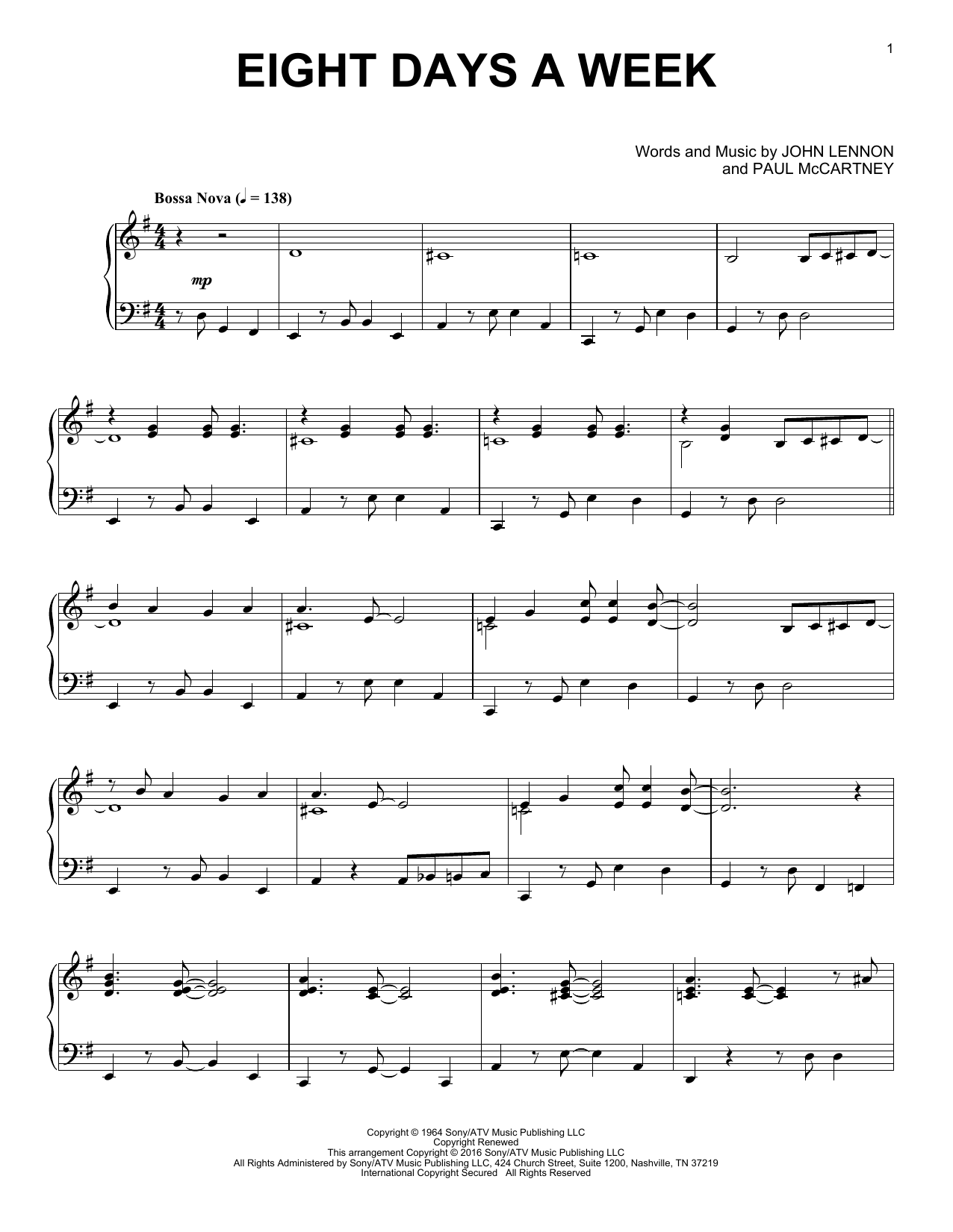 Download The Beatles Eight Days A Week [Jazz version] Sheet Music and learn how to play Real Book – Melody, Lyrics & Chords PDF digital score in minutes
