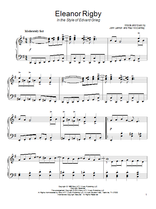 Download The Beatles Eleanor Rigby Sheet Music and learn how to play Piano PDF digital score in minutes