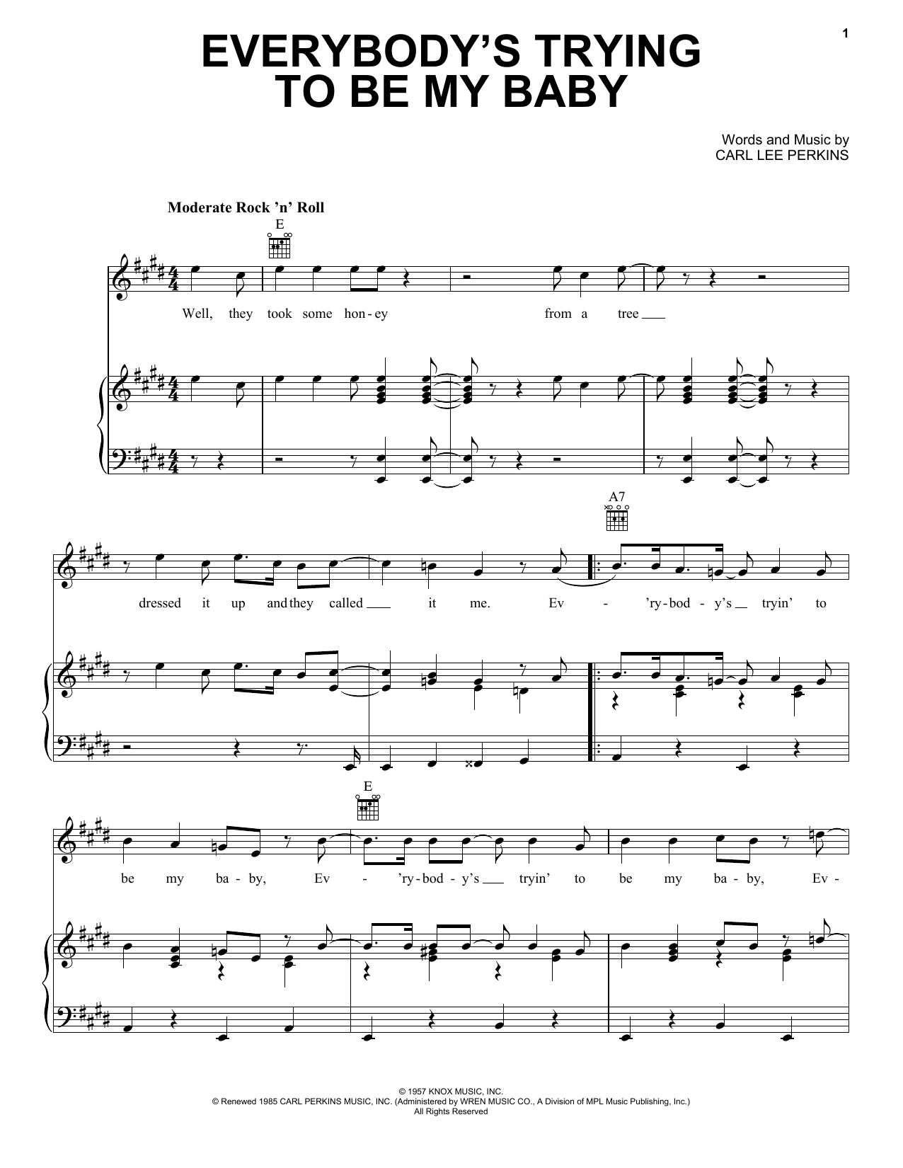 Download The Beatles Everybody's Trying To Be My Baby Sheet Music and learn how to play Piano, Vocal & Guitar (Right-Hand Melody) PDF digital score in minutes