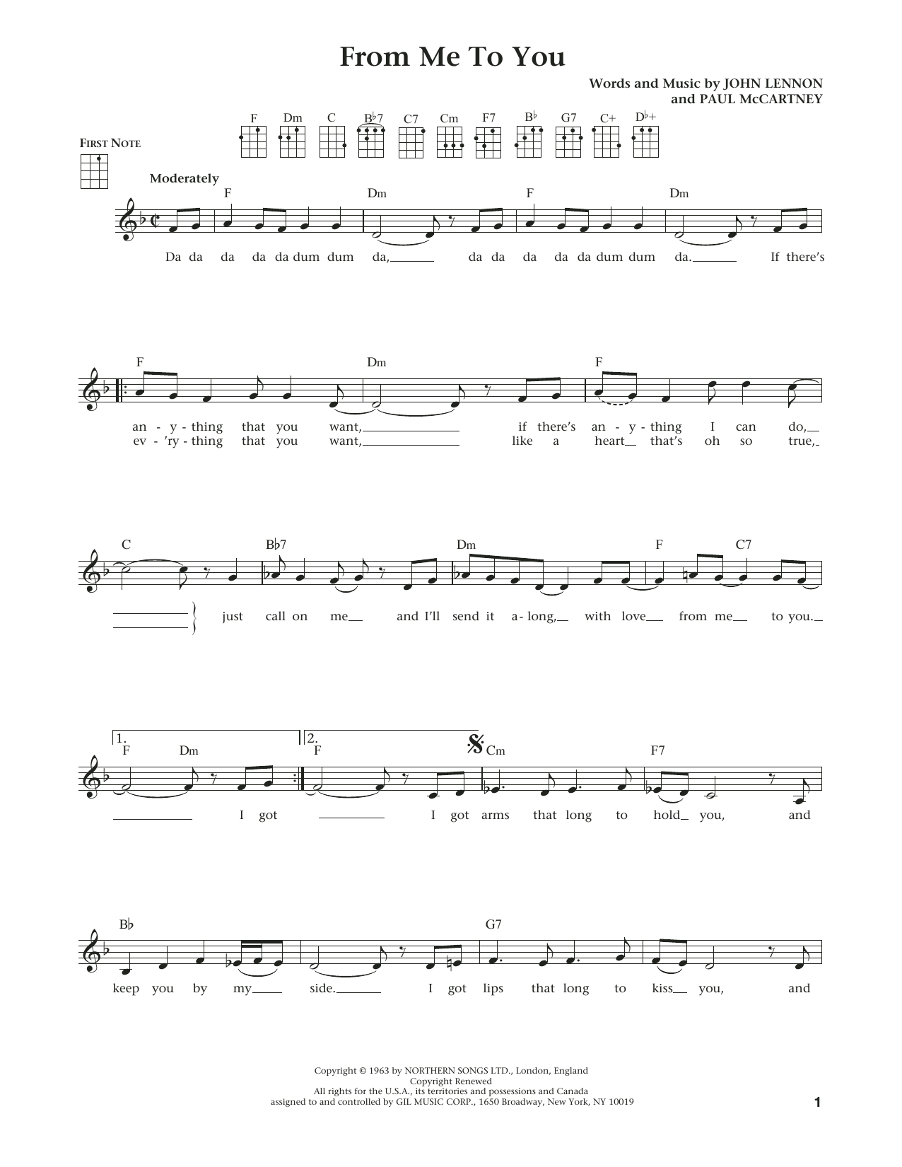 Download The Beatles From Me To You (from The Daily Ukulele) (arr. Liz and Jim Beloff) Sheet Music and learn how to play Ukulele PDF digital score in minutes