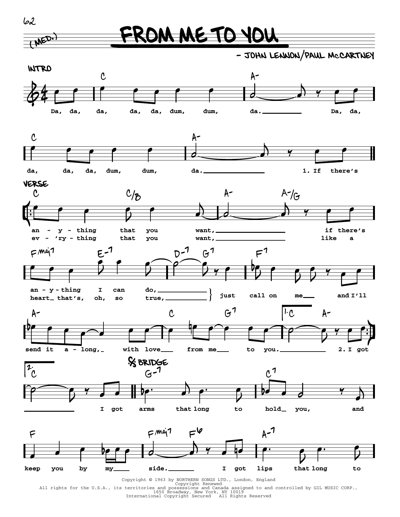 Download The Beatles From Me To You [Jazz version] Sheet Music and learn how to play Real Book – Melody, Lyrics & Chords PDF digital score in minutes