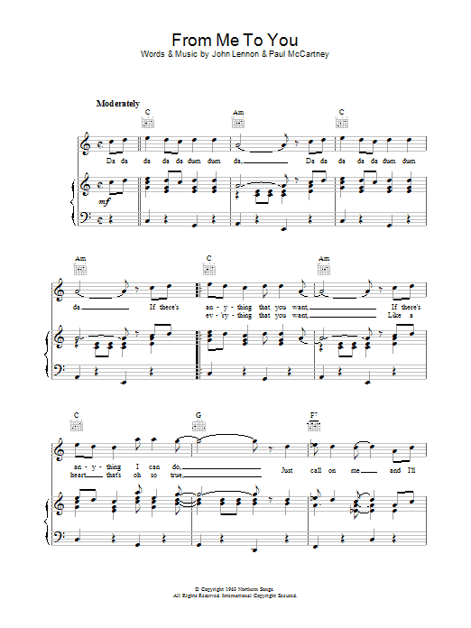 Download The Beatles From Me To You Sheet Music and learn how to play Guitar PDF digital score in minutes