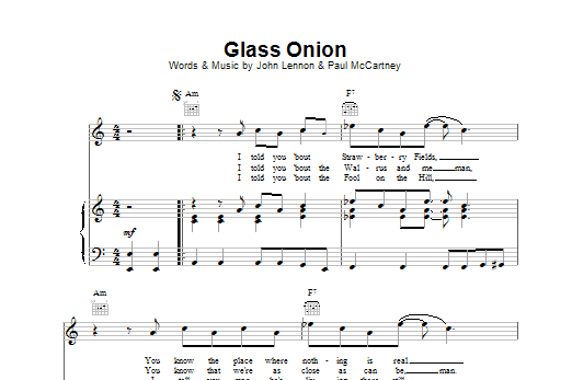 Download The Beatles Glass Onion Sheet Music and learn how to play Melody Line, Lyrics & Chords PDF digital score in minutes