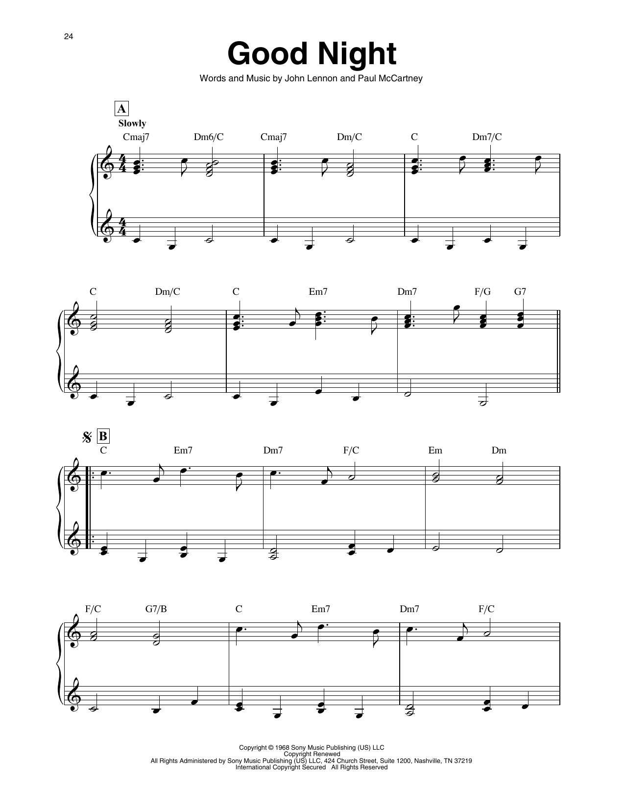 Download The Beatles Good Night (arr. Maeve Gilchrist) Sheet Music and learn how to play Harp PDF digital score in minutes