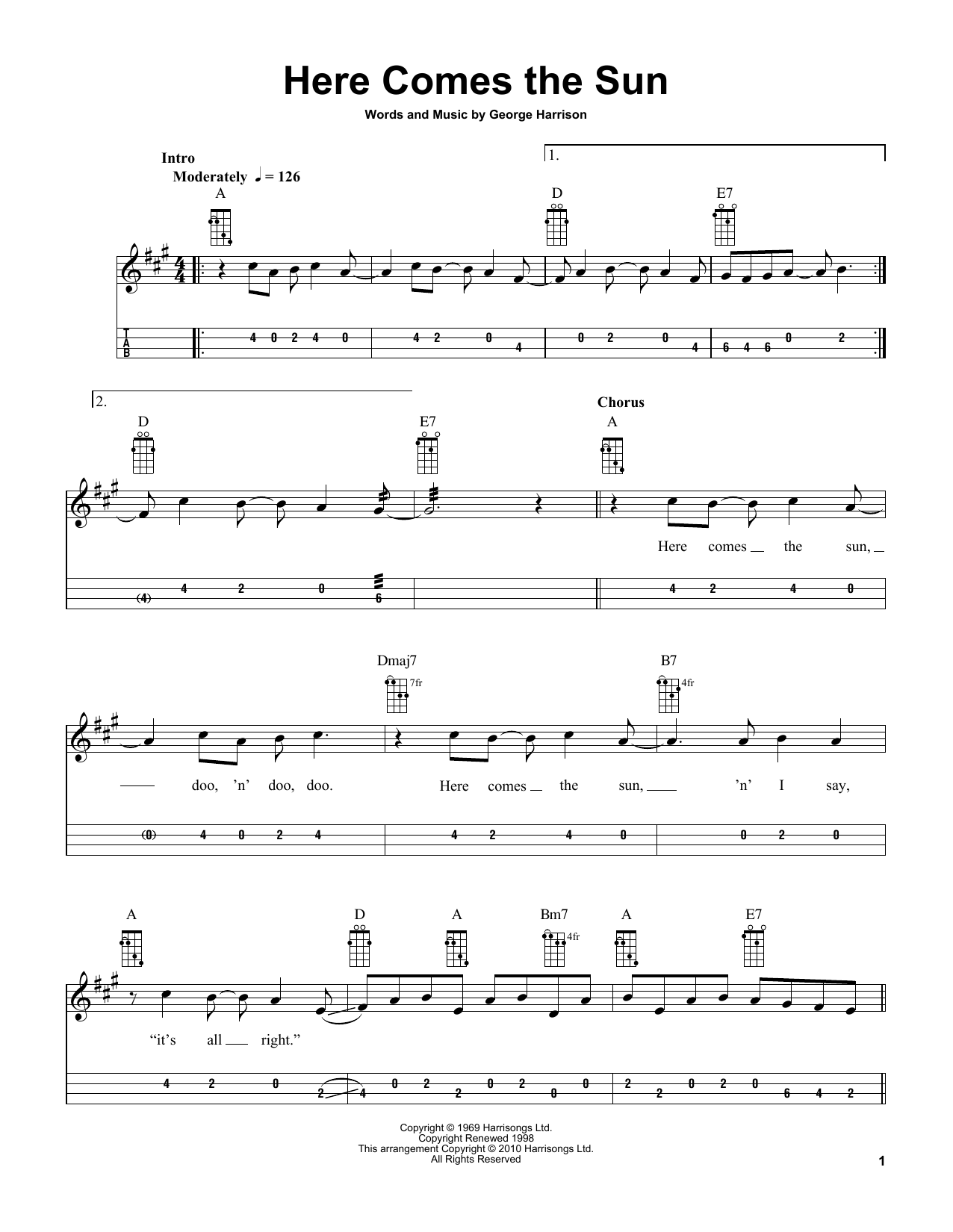 Download The Beatles Here Comes The Sun (arr. Bobby Westfall) Sheet Music and learn how to play Mandolin PDF digital score in minutes