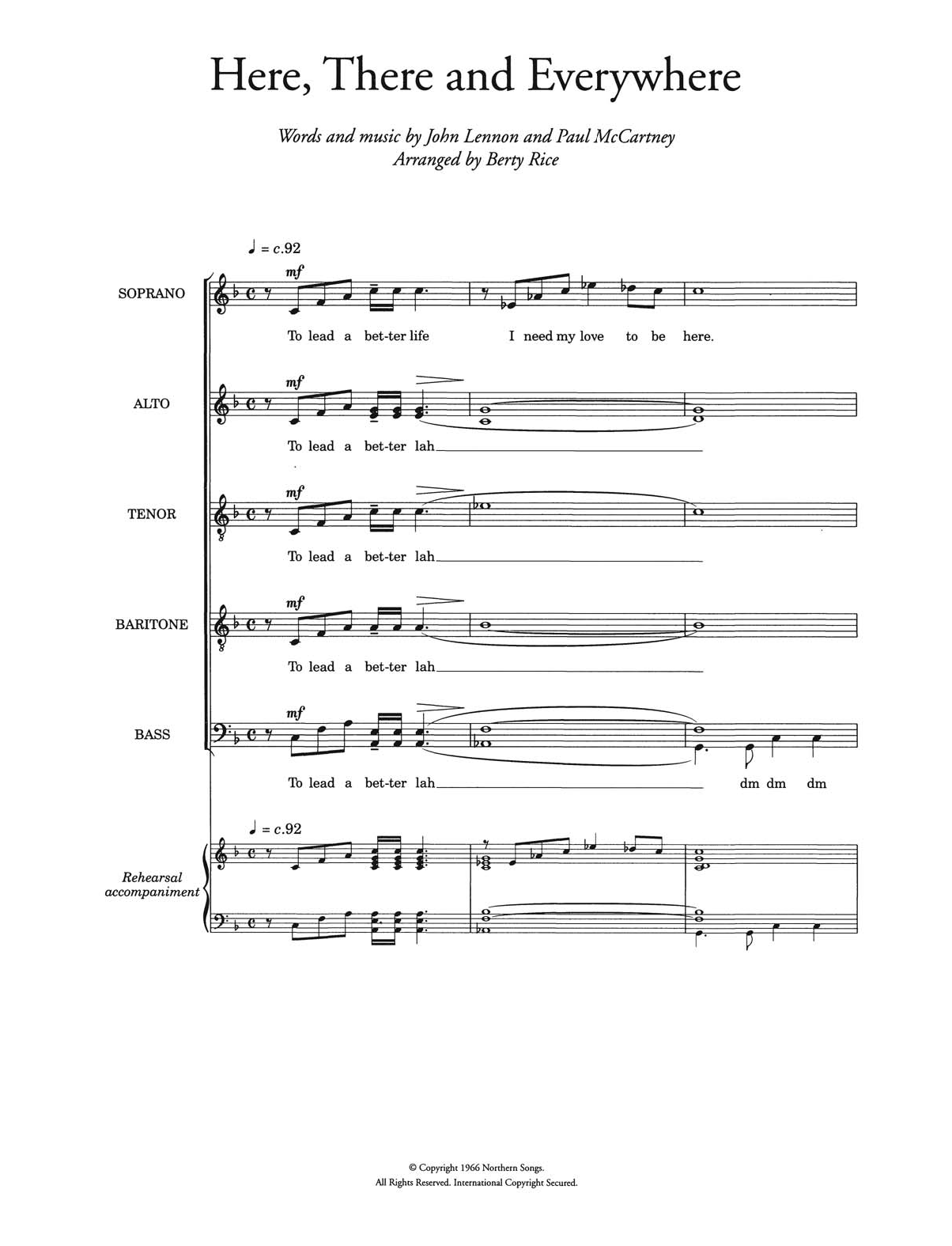 Download The Beatles Here, There And Everywhere (arr. Berty Rice) Sheet Music and learn how to play Piano, Vocal & Guitar PDF digital score in minutes