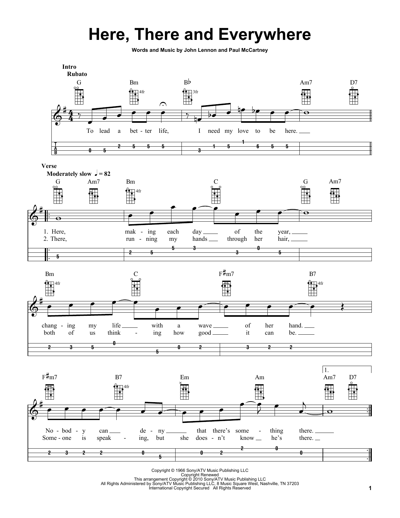 Download The Beatles Here, There And Everywhere (arr. Bobby Westfall) Sheet Music and learn how to play Mandolin PDF digital score in minutes