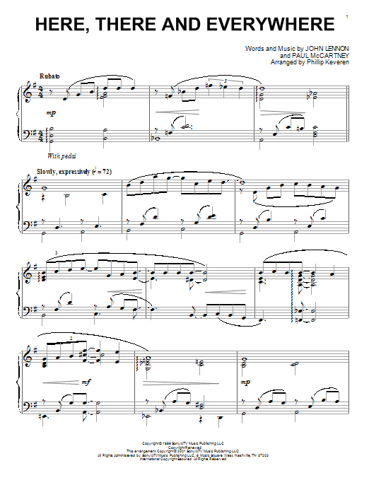 Download The Beatles Here, There And Everywhere Sheet Music and learn how to play Piano PDF digital score in minutes