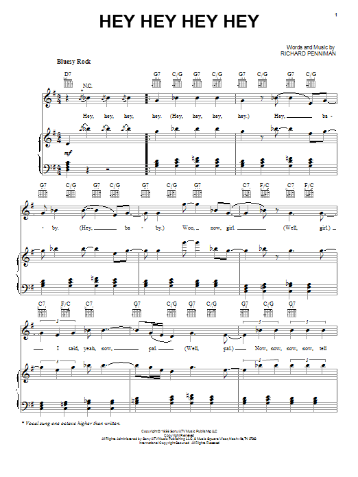 Download The Beatles Hey Hey Hey Hey Sheet Music and learn how to play Piano, Vocal & Guitar (Right-Hand Melody) PDF digital score in minutes