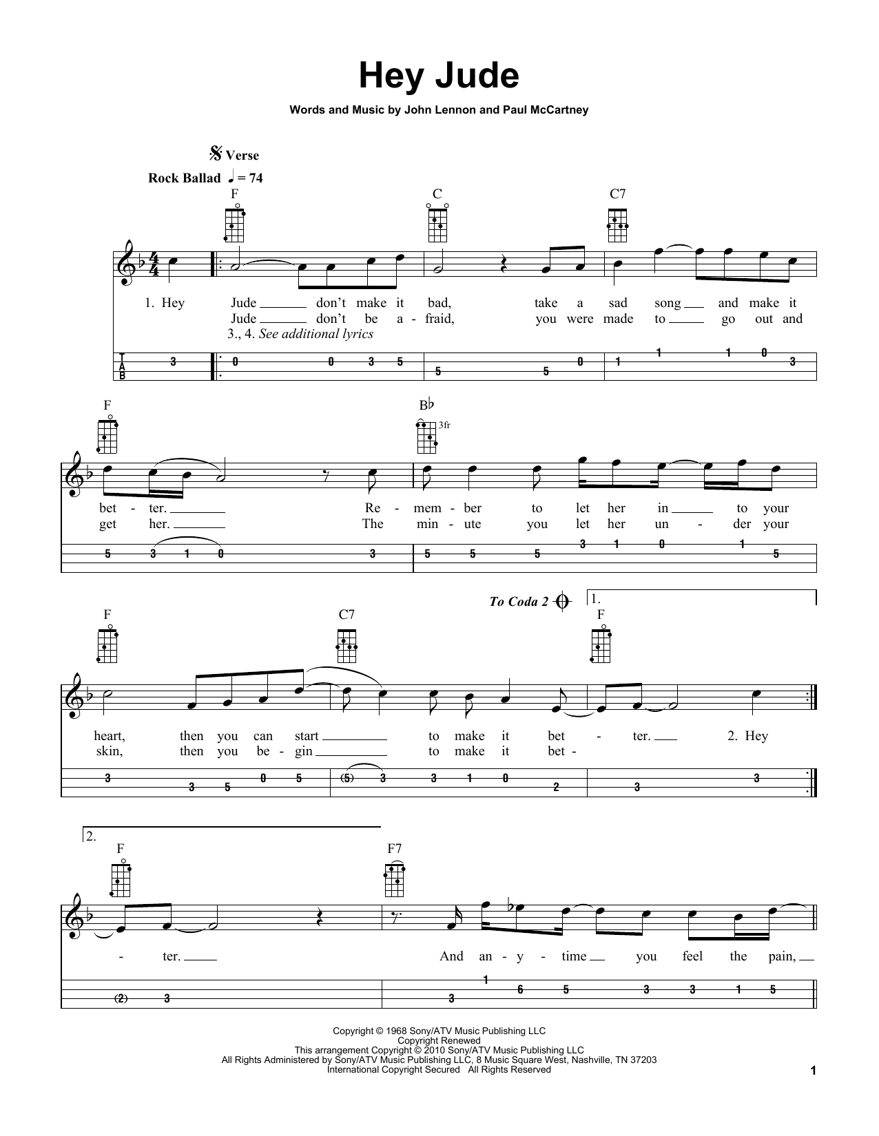 Download The Beatles Hey Jude (arr. Bobby Westfall) Sheet Music and learn how to play Mandolin PDF digital score in minutes