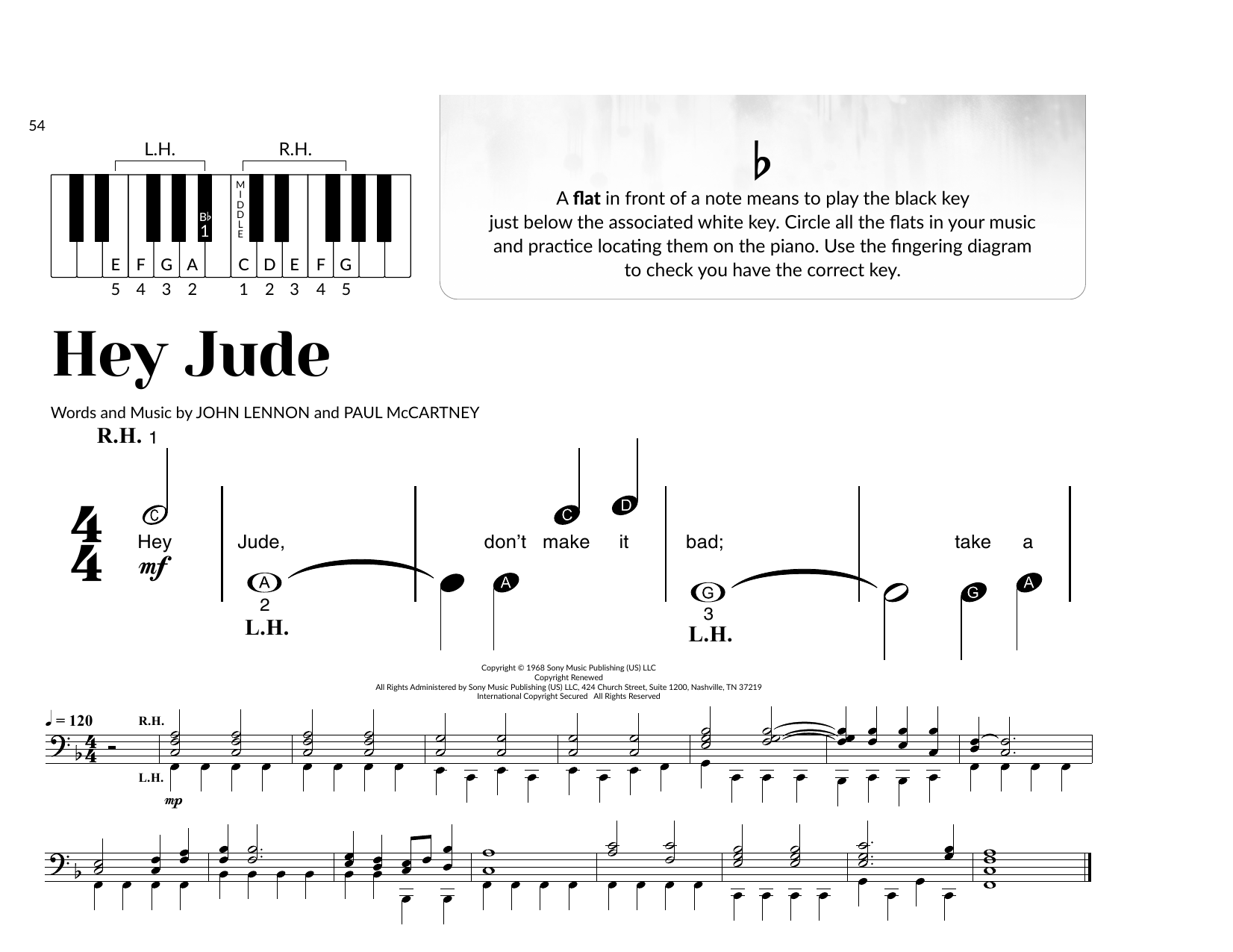 Download The Beatles Hey Jude (arr. Brittany McCorriston) Sheet Music and learn how to play Very Beginner Piano PDF digital score in minutes