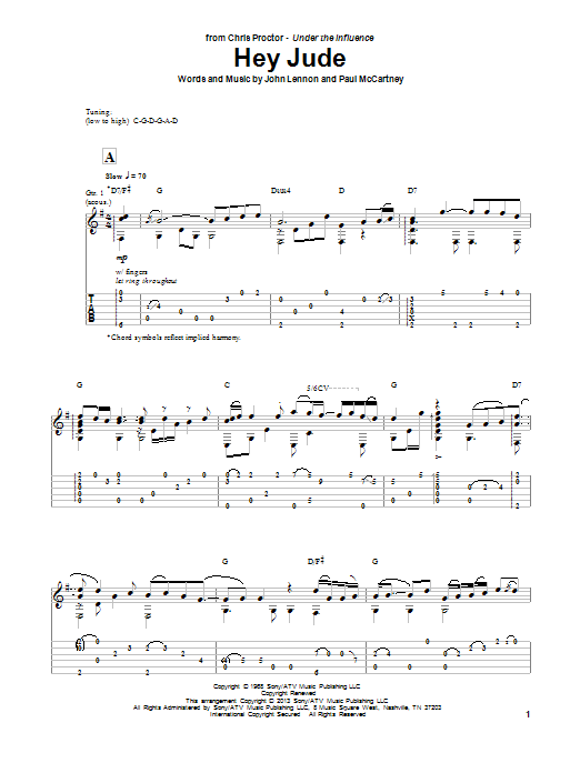 Download Chris Proctor Hey Jude Sheet Music and learn how to play Guitar Tab PDF digital score in minutes