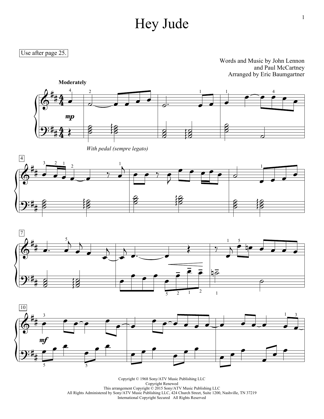 Download The Beatles Hey Jude Sheet Music and learn how to play Easy Piano PDF digital score in minutes