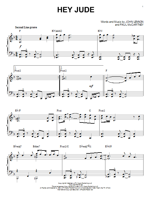 Download The Beatles Hey Jude Sheet Music and learn how to play Piano PDF digital score in minutes