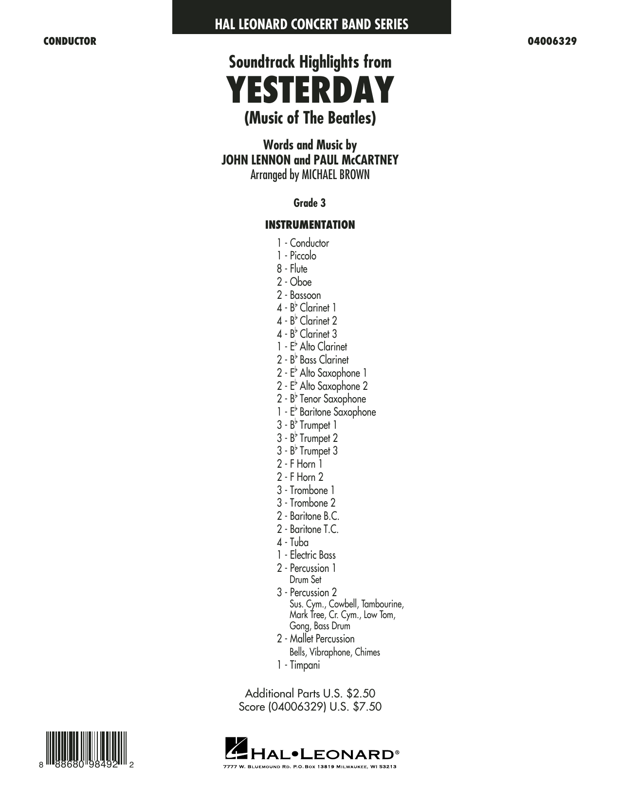 Download The Beatles Highlights from Yesterday (Music Of The Beatles) (arr. Michael Brown) - Conducto Sheet Music and learn how to play Concert Band PDF digital score in minutes