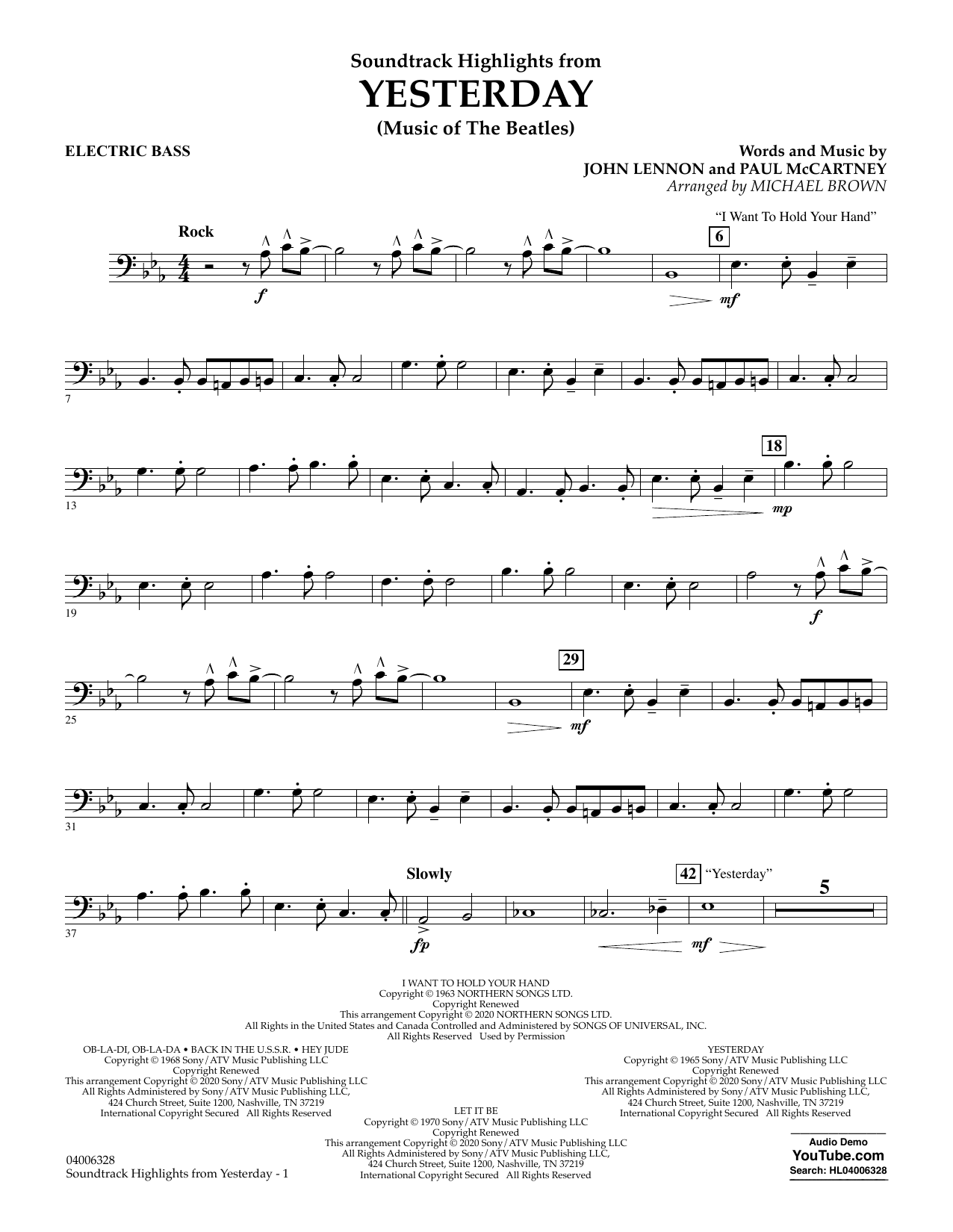 Download The Beatles Highlights from Yesterday (Music Of The Beatles) (arr. Michael Brown) - Electric Sheet Music and learn how to play Concert Band PDF digital score in minutes