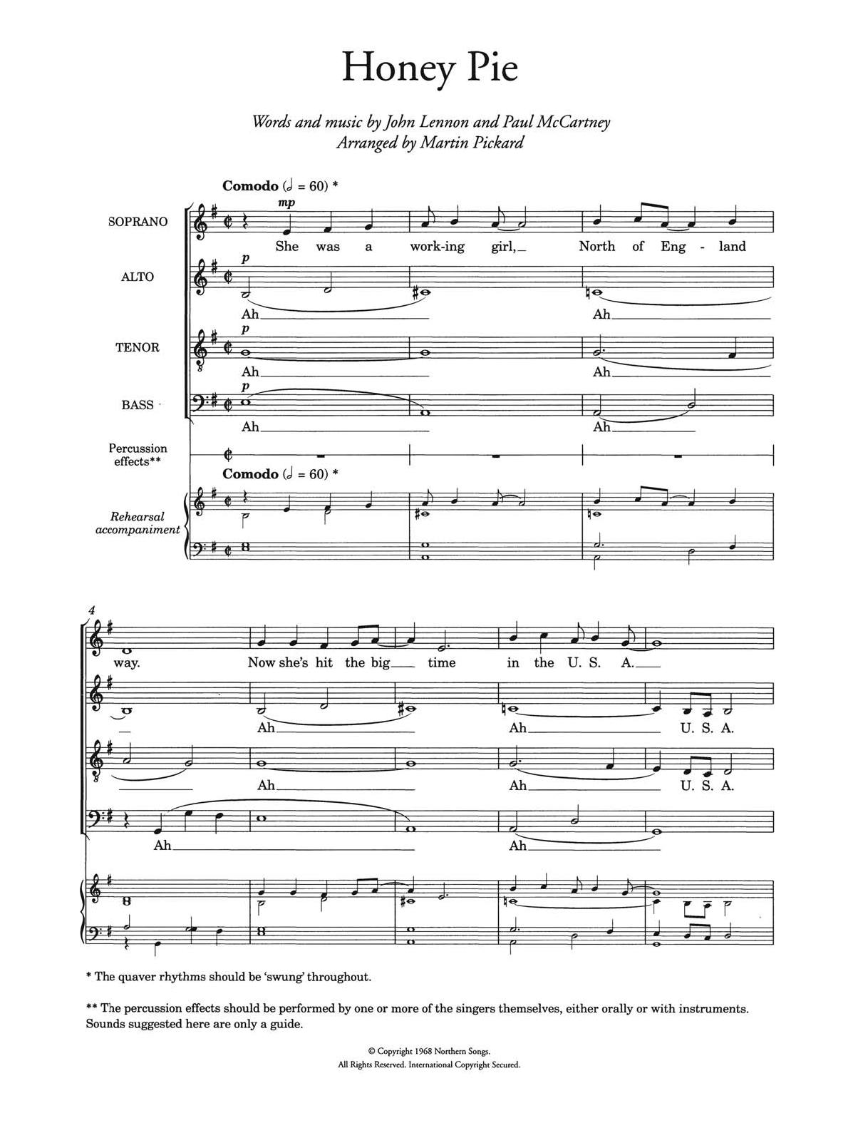 Download The Beatles Honey Pie (arr. Martin Pickard) Sheet Music and learn how to play Choir PDF digital score in minutes