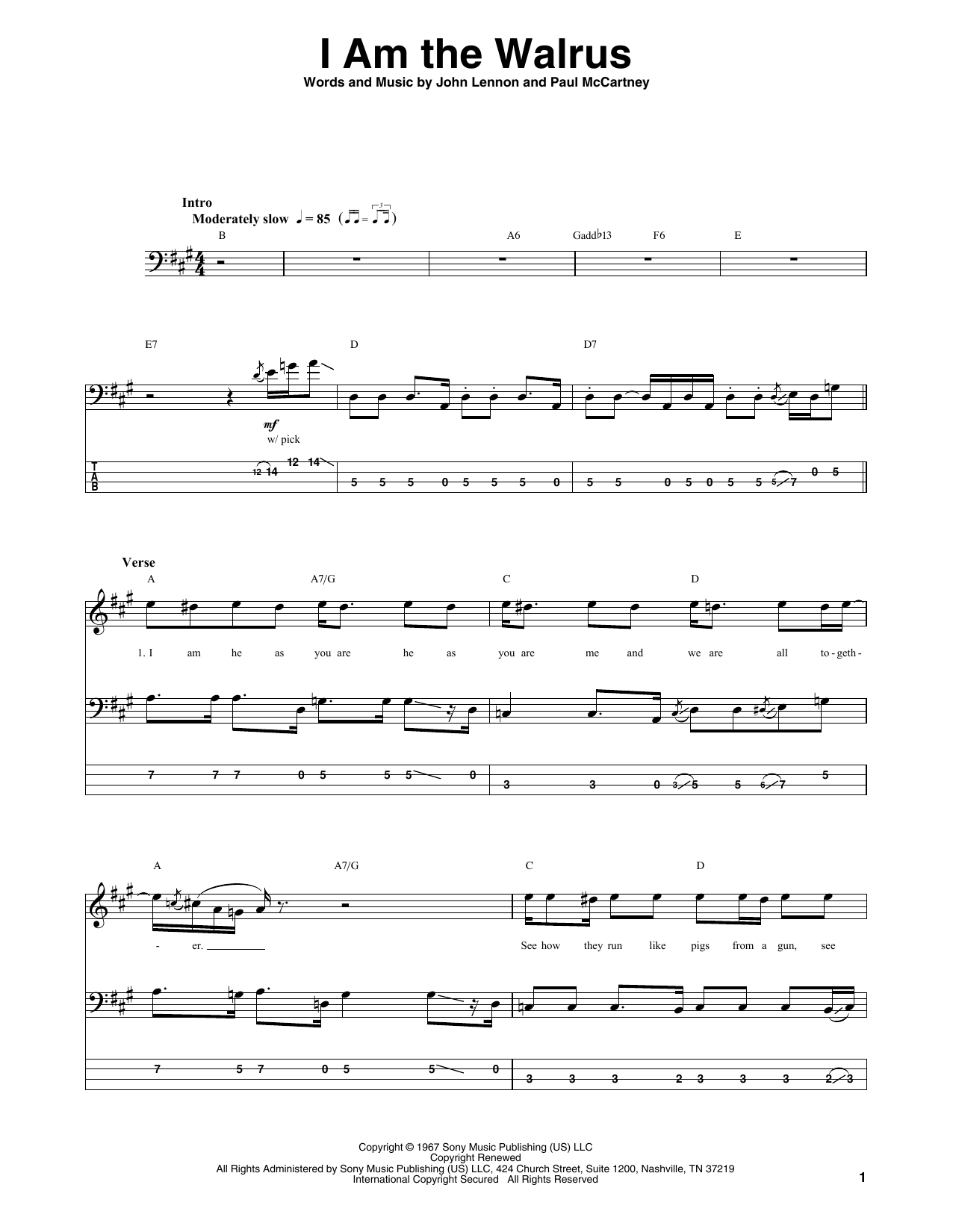 Download The Beatles I Am The Walrus Sheet Music and learn how to play Ukulele with strumming patterns PDF digital score in minutes