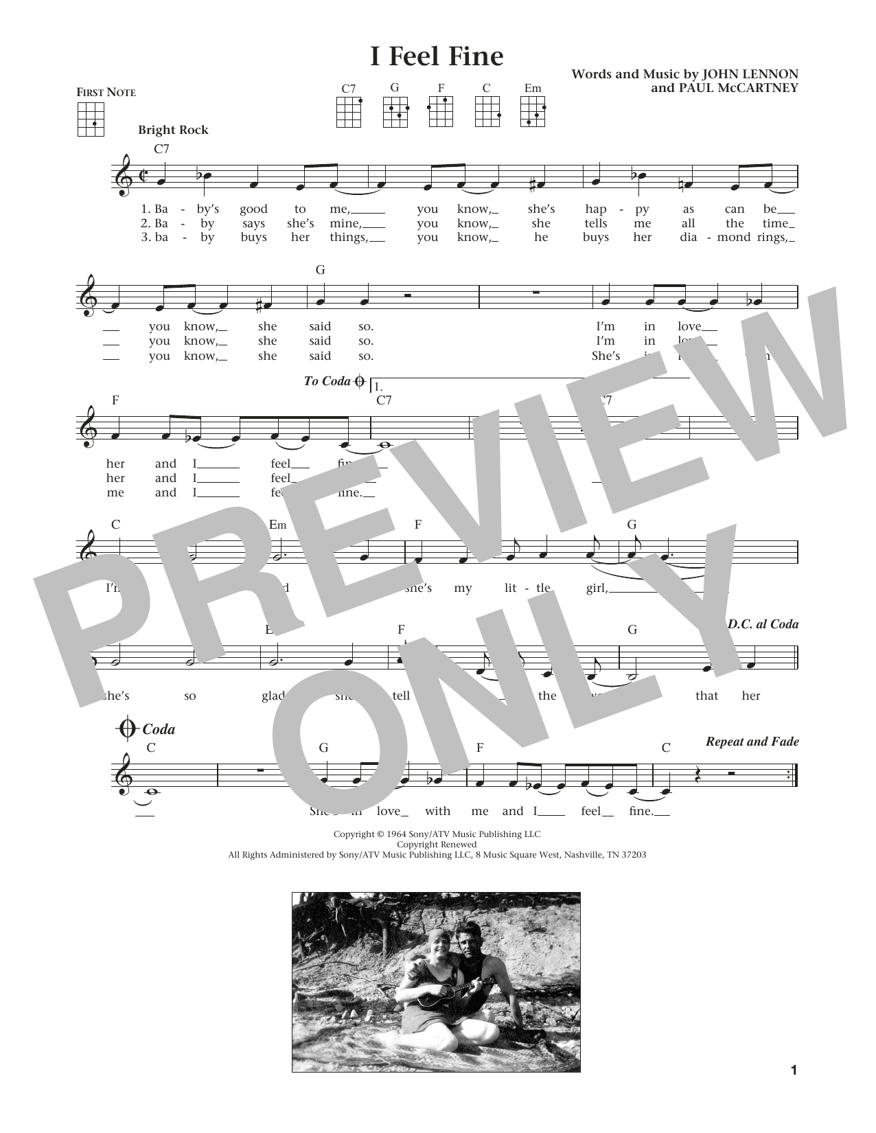 Download The Beatles I Feel Fine Sheet Music and learn how to play Ukulele PDF digital score in minutes