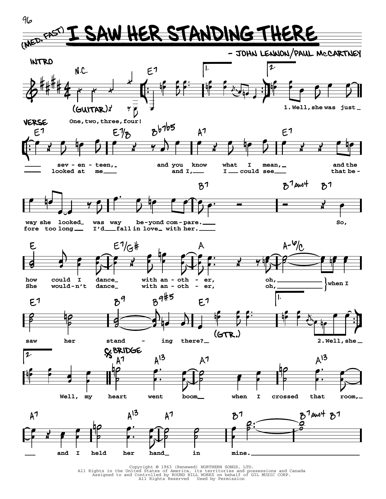 Download The Beatles I Saw Her Standing There [Jazz version] Sheet Music and learn how to play Real Book – Melody, Lyrics & Chords PDF digital score in minutes