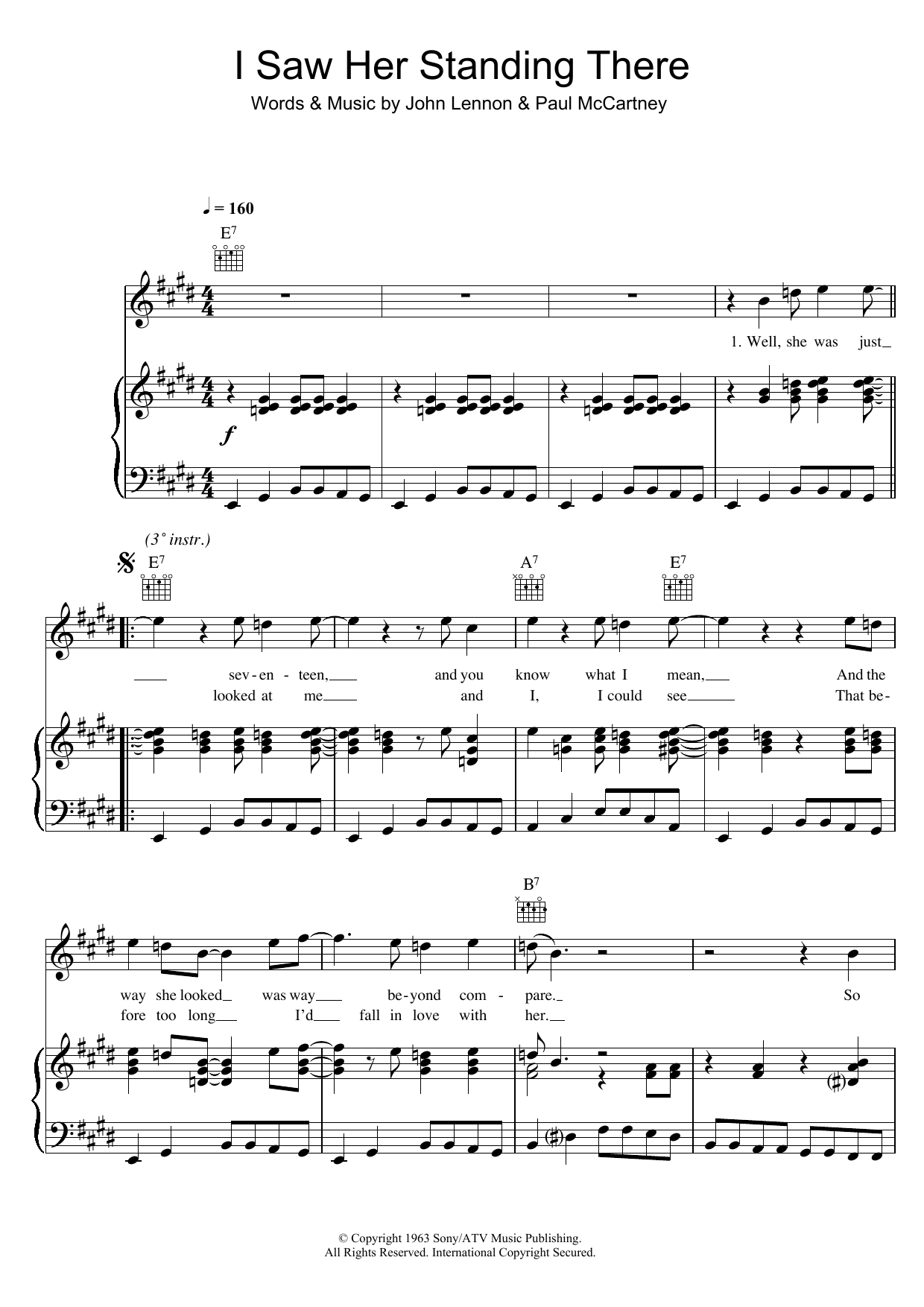 Download The Beatles I Saw Her Standing There Sheet Music and learn how to play Melody Line, Lyrics & Chords PDF digital score in minutes