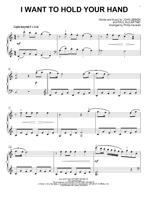 Download The Beatles I Want To Hold Your Hand Sheet Music and learn how to play Piano PDF digital score in minutes