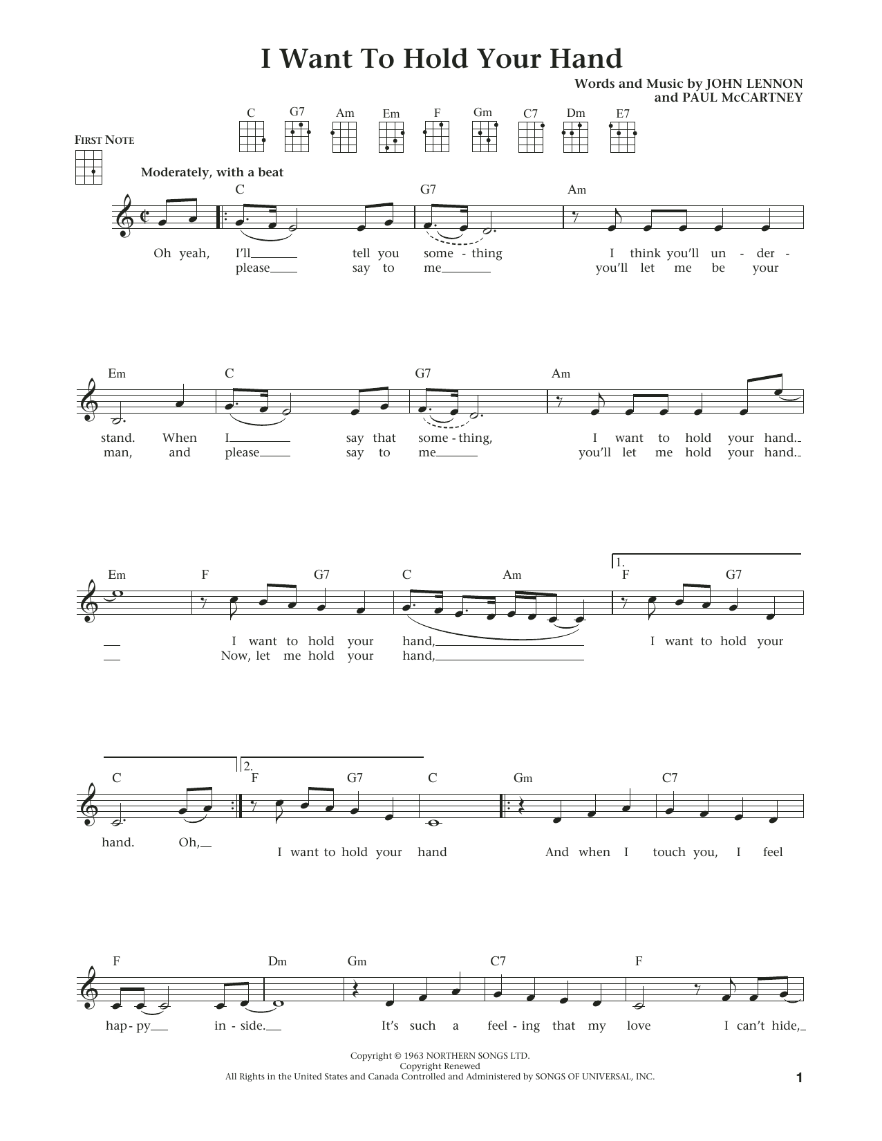 Download The Beatles I Want To Hold Your Hand Sheet Music and learn how to play Ukulele PDF digital score in minutes