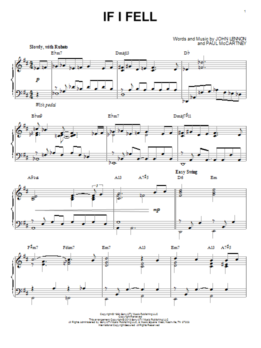 Download The Beatles If I Fell Sheet Music and learn how to play Piano PDF digital score in minutes