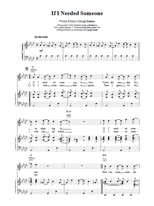 Download The Beatles If I Needed Someone Sheet Music and learn how to play Easy Guitar PDF digital score in minutes