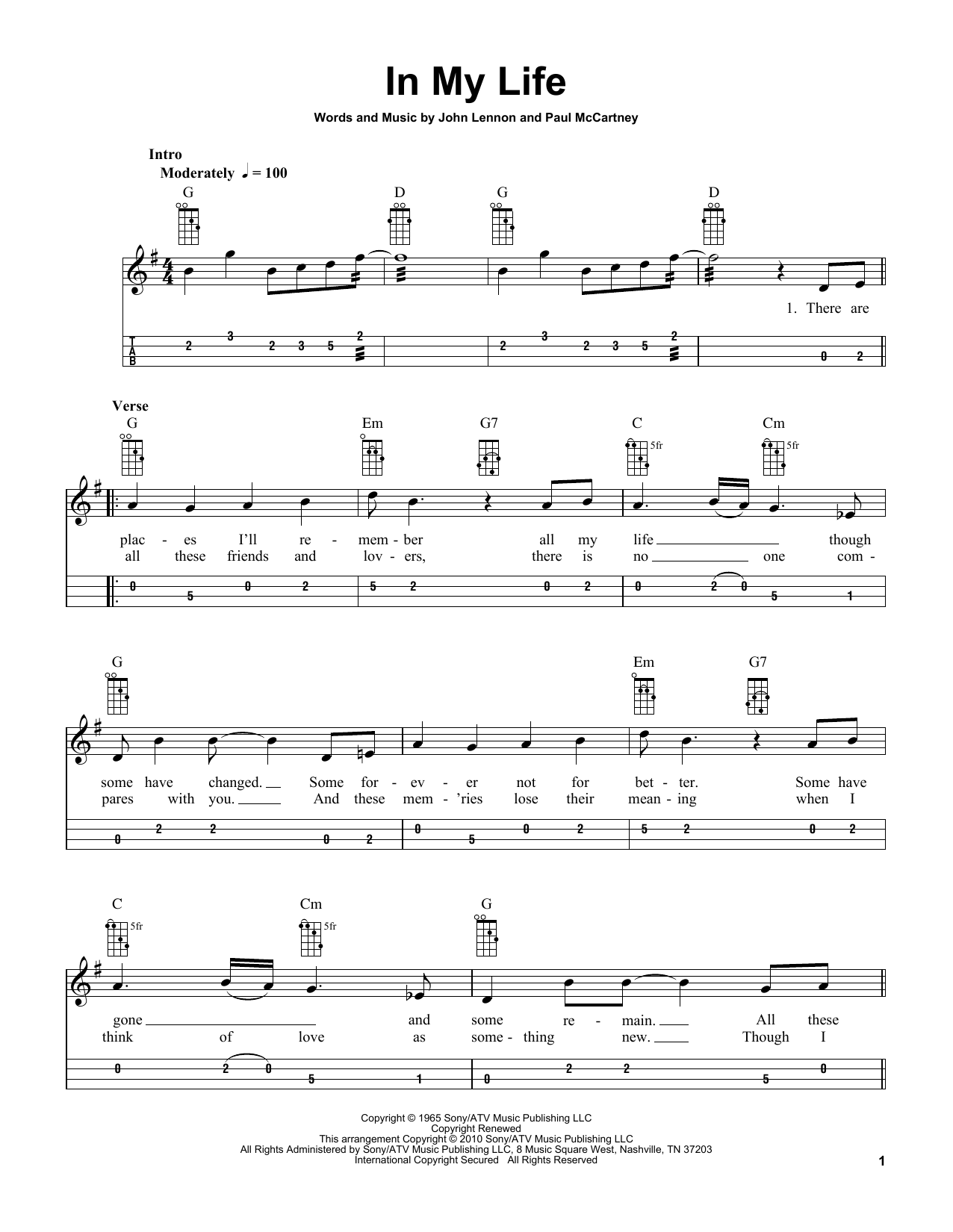 Download The Beatles In My Life (arr. Bobby Westfall) Sheet Music and learn how to play Mandolin PDF digital score in minutes