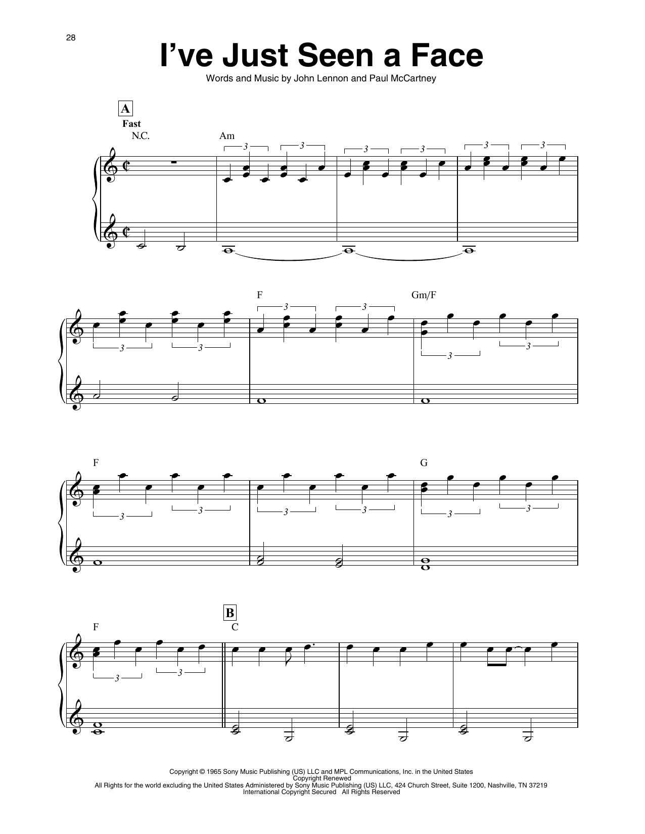 Download The Beatles I've Just Seen A Face (arr. Maeve Gilchrist) Sheet Music and learn how to play Harp PDF digital score in minutes