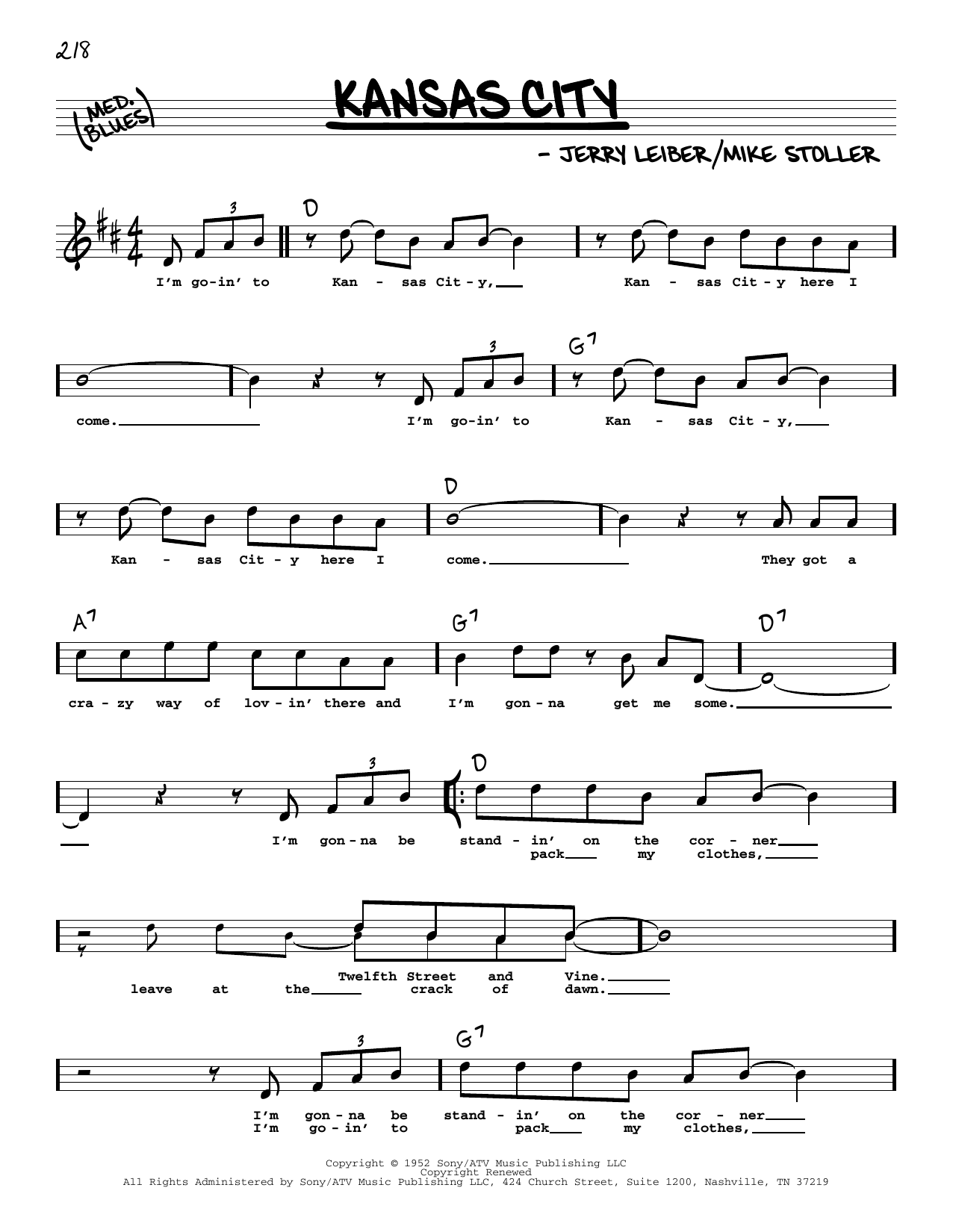 Download The Beatles Kansas City (High Voice) Sheet Music and learn how to play Real Book – Melody, Lyrics & Chords PDF digital score in minutes
