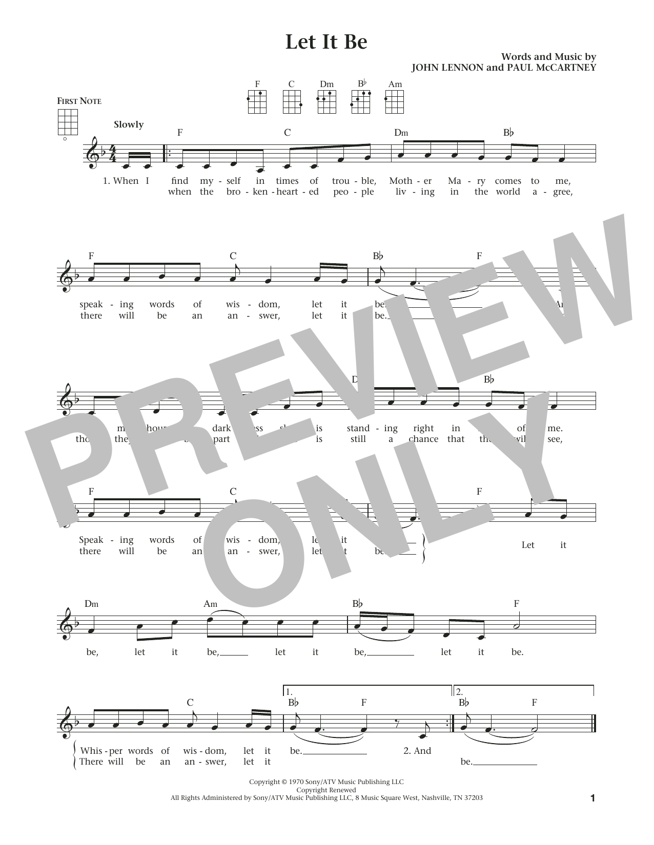 Download The Beatles Let It Be Sheet Music and learn how to play Ukulele PDF digital score in minutes