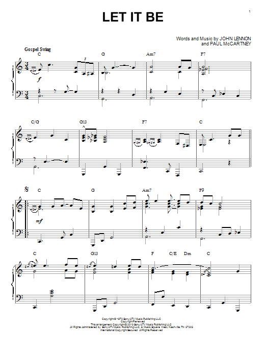 Download The Beatles Let It Be Sheet Music and learn how to play Piano PDF digital score in minutes