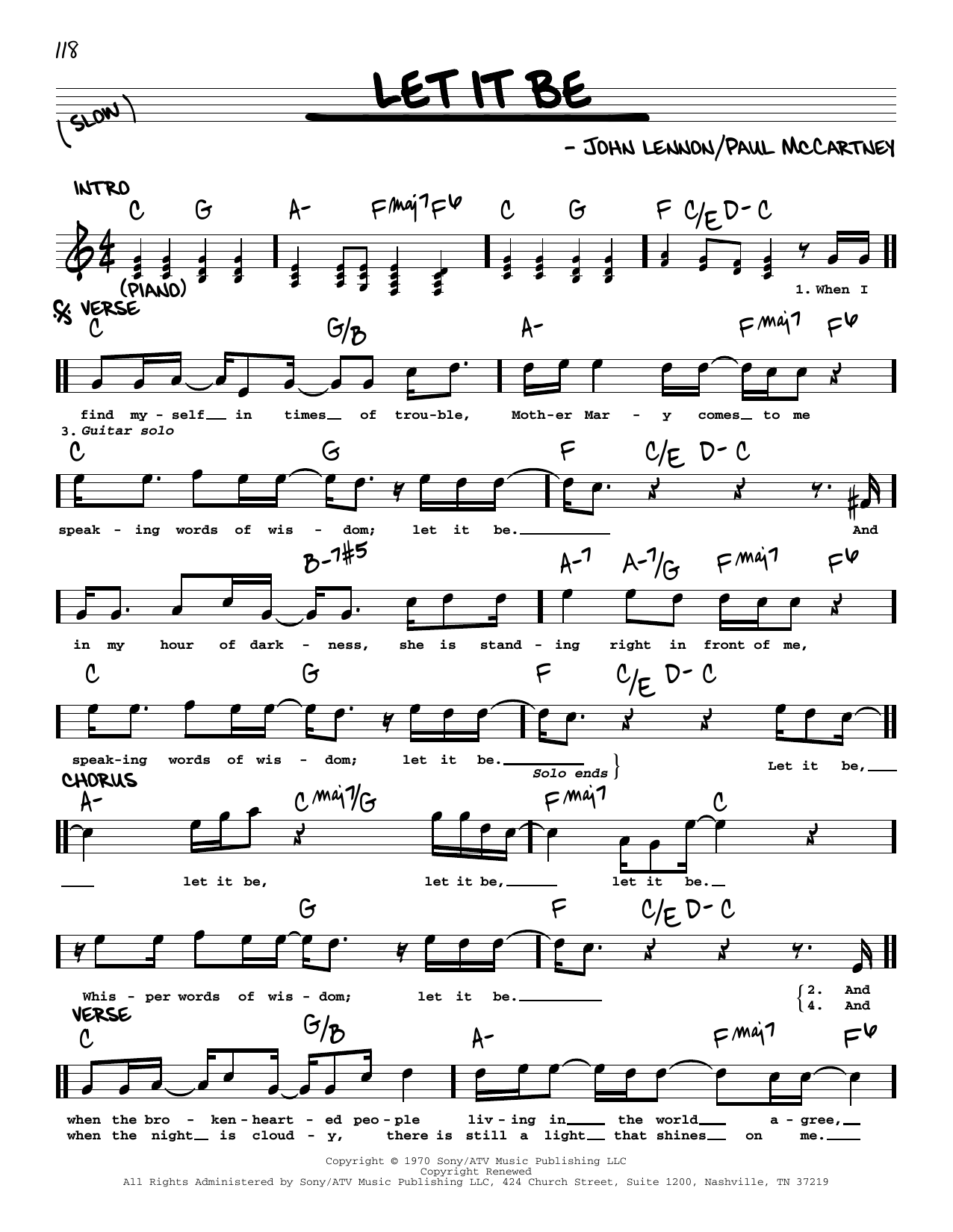 Download The Beatles Let It Be [Jazz version] Sheet Music and learn how to play Real Book – Melody, Lyrics & Chords PDF digital score in minutes