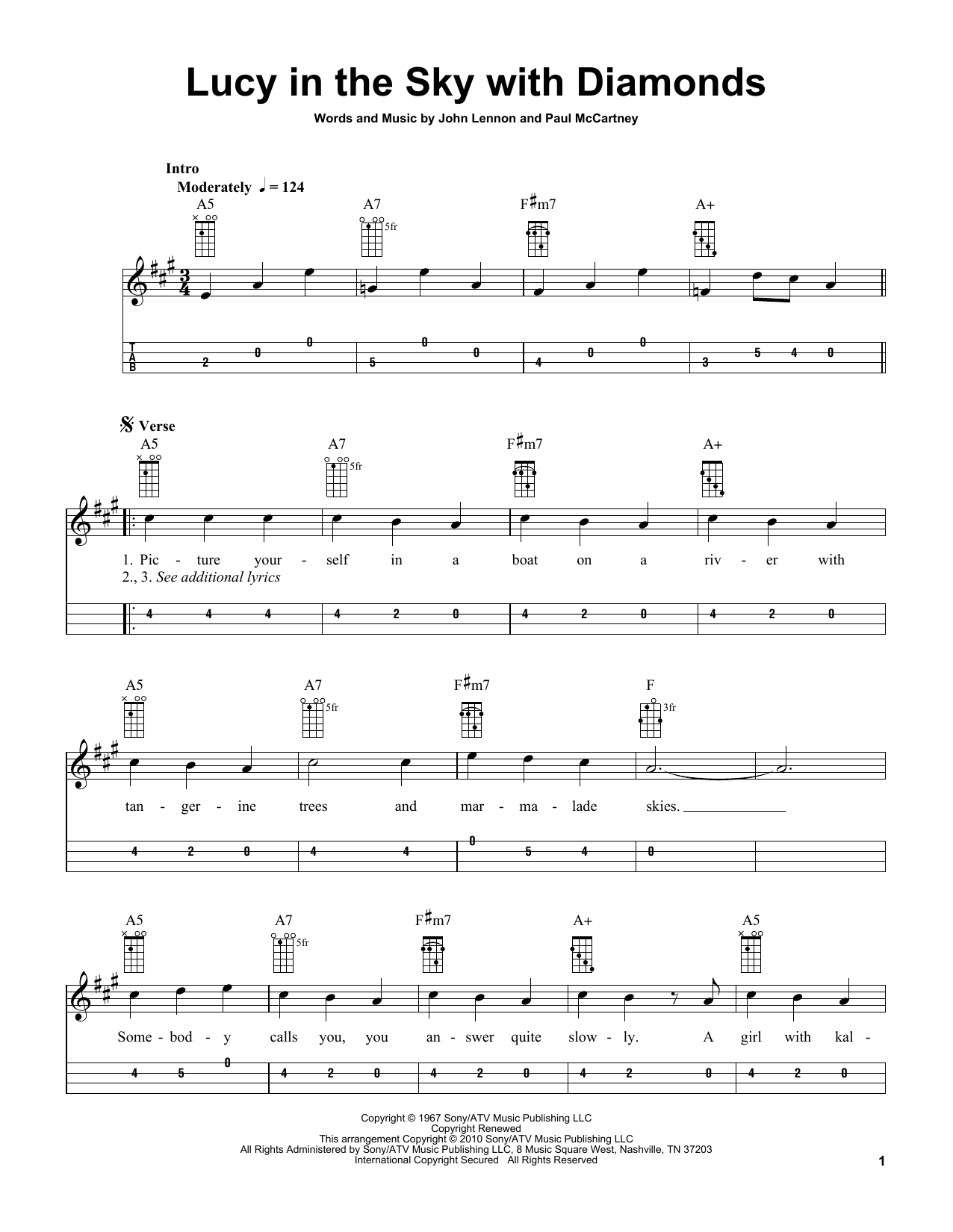 Download The Beatles Lucy In The Sky With Diamonds (arr. Bobby Westfall) Sheet Music and learn how to play Mandolin PDF digital score in minutes